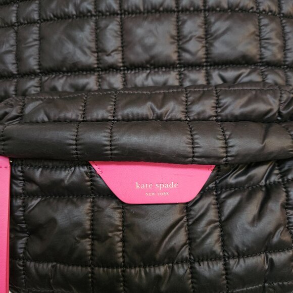 Kate Spade Softwhere Medium Nylon Quilted Backpack Black And Pink Cute Clean - Picture 15 of 16